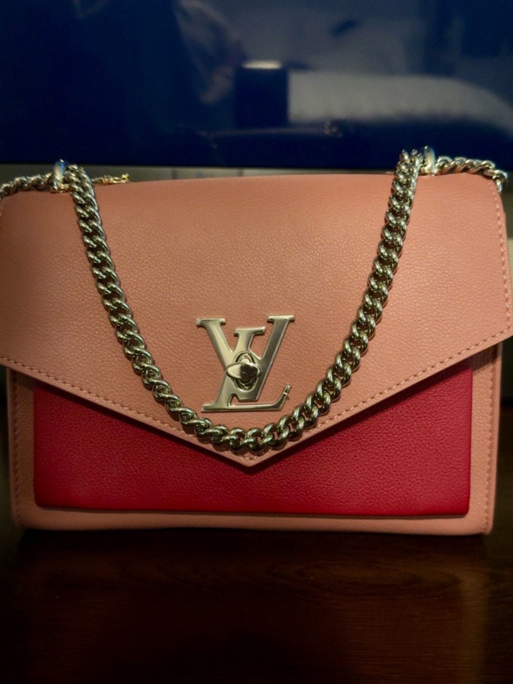 Louis Vuitton Two-Tone Pink & Berry Leather Chain Crossbody Bag - Picture 6 of 8